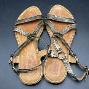 Born Sz 8/ EU 39 Bronze Tan Leather Comfort Strappy Slingback